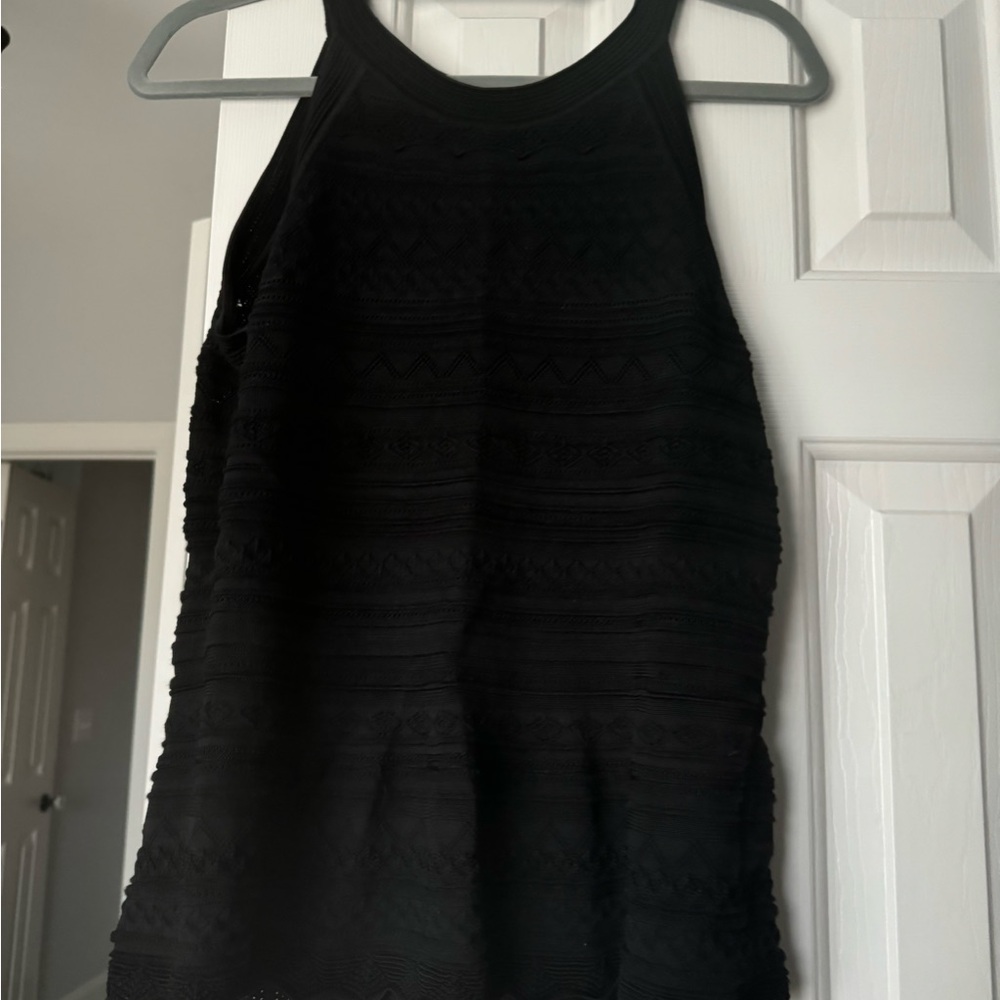 White House Black Market Black Ribbed Halter Cocktail Top